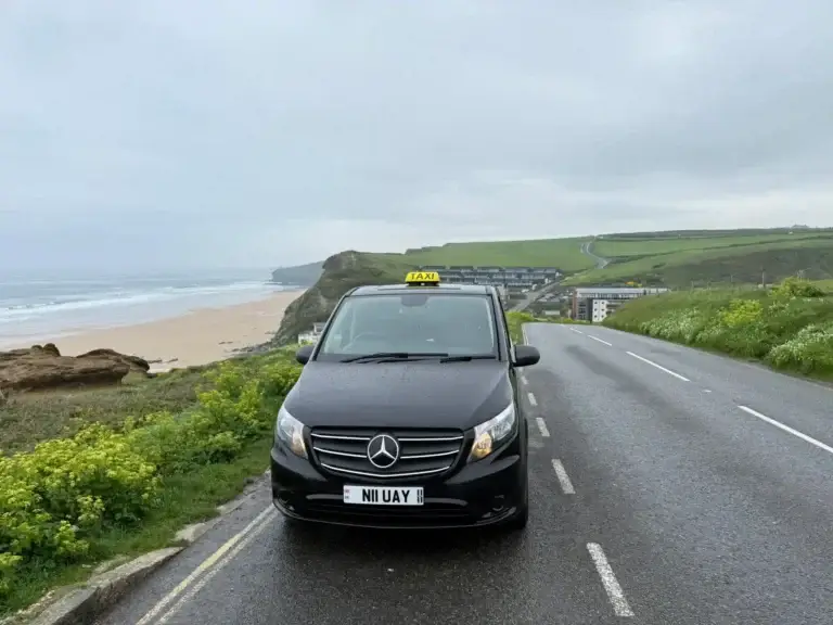 Newquay cab taxi at the sea side in Newquay.